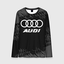 Лонгслив мужской Audi speed на темном фоне со следами шин, цвет: 3D-принт