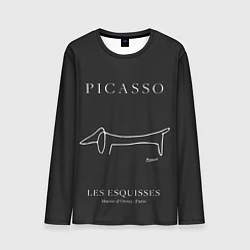 Лонгслив мужской Собака на черном - Пабло Пикассо, цвет: 3D-принт