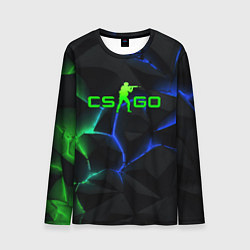 Лонгслив мужской CS GO green blue neon, цвет: 3D-принт