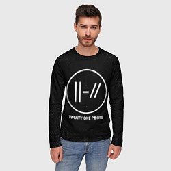 Лонгслив мужской Twenty One Pilots glitch на темном фоне, цвет: 3D-принт — фото 2