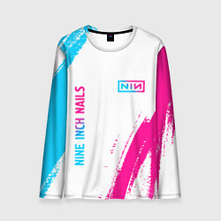 Лонгслив мужской Nine Inch Nails neon gradient style: надпись, симв, цвет: 3D-принт