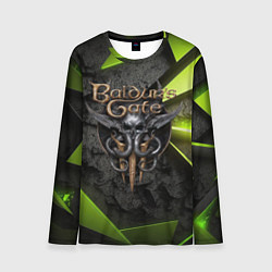 Лонгслив мужской Baldurs Gate 3 logo green abstract, цвет: 3D-принт