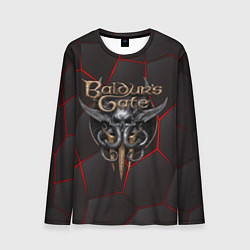 Лонгслив мужской Baldurs Gate 3 logo red black geometry, цвет: 3D-принт