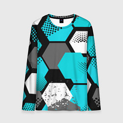 Лонгслив мужской Шестиугольники абстрактный фон, цвет: 3D-принт
