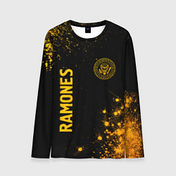Лонгслив мужской Ramones - gold gradient: надпись, символ, цвет: 3D-принт