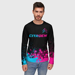 Лонгслив мужской Citroen - neon gradient: символ сверху, цвет: 3D-принт — фото 2