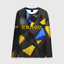 Лонгслив мужской CSGO blue yellow abstract, цвет: 3D-принт