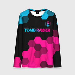 Лонгслив мужской Tomb Raider - neon gradient: символ сверху, цвет: 3D-принт