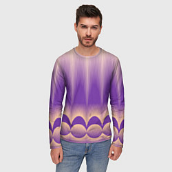 Лонгслив мужской Фиолетовый градиент в полоску, цвет: 3D-принт — фото 2