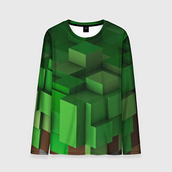 Лонгслив мужской Зелёный блоковый паттерн, цвет: 3D-принт