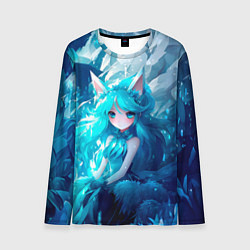Лонгслив мужской Снежная лиса в стиле аниме, цвет: 3D-принт