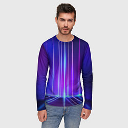 Лонгслив мужской Neon glow - vaporwave - strips, цвет: 3D-принт — фото 2