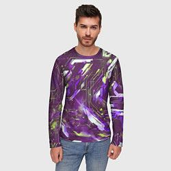 Лонгслив мужской Космические кибер схемы фиолетовые, цвет: 3D-принт — фото 2