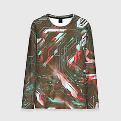 Лонгслив мужской Космические кибер схемы Красные, цвет: 3D-принт