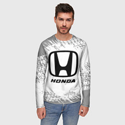 Лонгслив мужской Honda speed на светлом фоне со следами шин, цвет: 3D-принт — фото 2