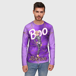 Лонгслив мужской Барби в костюме скелета: паутина и фиолетовый дым, цвет: 3D-принт — фото 2