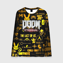 Лонгслив мужской Doom золотые логотипы игр, цвет: 3D-принт