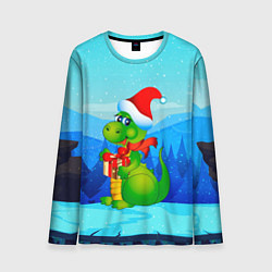 Лонгслив мужской Дракон с подарком новый год, цвет: 3D-принт