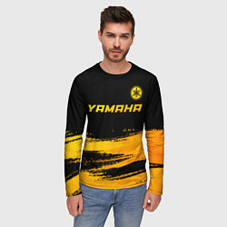 Лонгслив мужской Yamaha - gold gradient: символ сверху, цвет: 3D-принт — фото 2