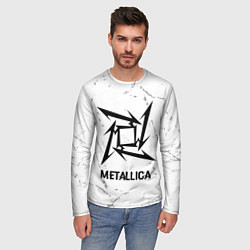 Лонгслив мужской Metallica glitch на светлом фоне, цвет: 3D-принт — фото 2