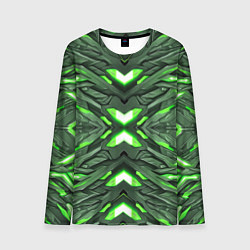 Лонгслив мужской Кибер неоновая броня зелёная, цвет: 3D-принт