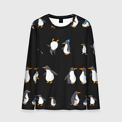Мужской лонгслив Веселая семья пингвинов