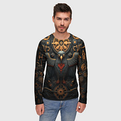 Лонгслив мужской Ворон в славянском стиле, цвет: 3D-принт — фото 2