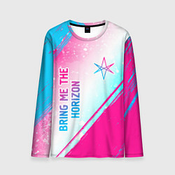 Лонгслив мужской Bring Me the Horizon neon gradient style вертикаль, цвет: 3D-принт