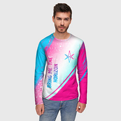 Лонгслив мужской Bring Me the Horizon neon gradient style вертикаль, цвет: 3D-принт — фото 2