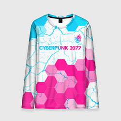 Мужской лонгслив Cyberpunk 2077 neon gradient style посередине