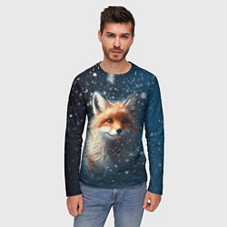 Лонгслив мужской Fox in the snow, цвет: 3D-принт — фото 2