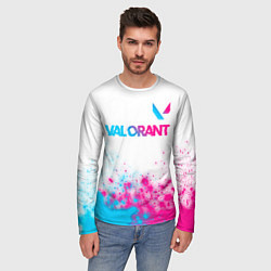 Лонгслив мужской Valorant neon gradient style посередине, цвет: 3D-принт — фото 2