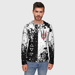 Лонгслив мужской Ведьмак - знаки и брызги, цвет: 3D-принт — фото 2