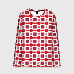 Мужской лонгслив Красные кирпичики и белые полосы