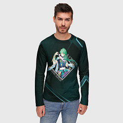 Лонгслив мужской Бай Чжу в ромбе, цвет: 3D-принт — фото 2