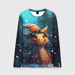 Лонгслив мужской Дракон под снегом, цвет: 3D-принт