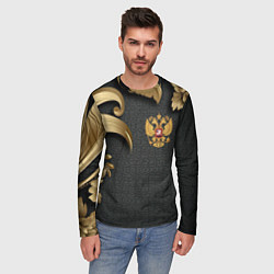 Лонгслив мужской Золотой герб России и объемные узоры, цвет: 3D-принт — фото 2