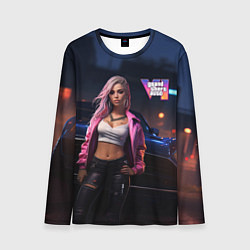 Лонгслив мужской GTA 6 девушка у машины, цвет: 3D-принт