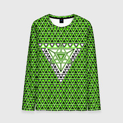 Лонгслив мужской Зелёные и чёрные треугольники, цвет: 3D-принт