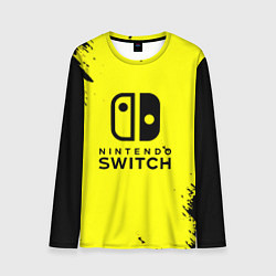 Мужской лонгслив Nintendo switch краски на жёлтом