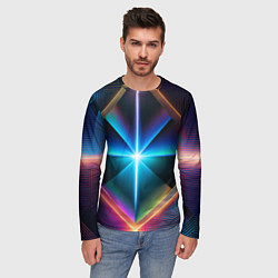 Лонгслив мужской Светящиеся лучи в квадрате, цвет: 3D-принт — фото 2