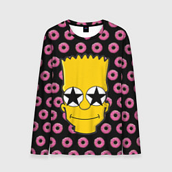 Лонгслив мужской Барт Симпсон на фоне пончиков, цвет: 3D-принт