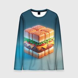 Лонгслив мужской Абстрактный гамбургер в форме куба, цвет: 3D-принт