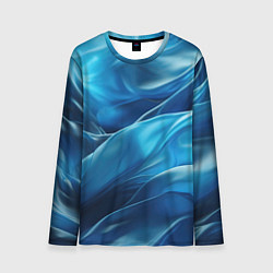 Лонгслив мужской Синие абстрактные волны, цвет: 3D-принт
