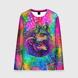Лонгслив мужской Цветные волк с волчицей, цвет: 3D-принт