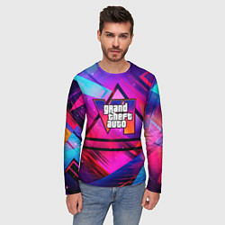 Лонгслив мужской GTA 6 logo абстракция, цвет: 3D-принт — фото 2