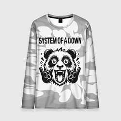 Лонгслив мужской System of a Down рок панда на светлом фоне, цвет: 3D-принт