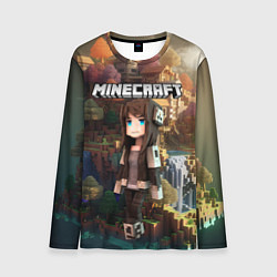 Лонгслив мужской Minecraft девушка на острове, цвет: 3D-принт