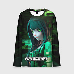 Лонгслив мужской Minecraft девушка зеленые кубики, цвет: 3D-принт