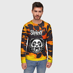 Лонгслив мужской Slipknot рок панда и огонь, цвет: 3D-принт — фото 2
